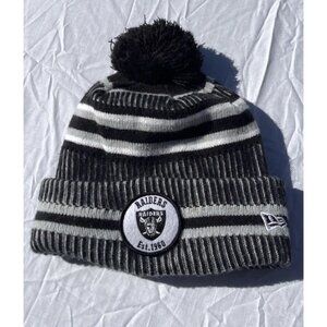NFL Oakland Raiders Bobble Woolly Men’s Sz One size Hat Cuffed Knit Hat New Era